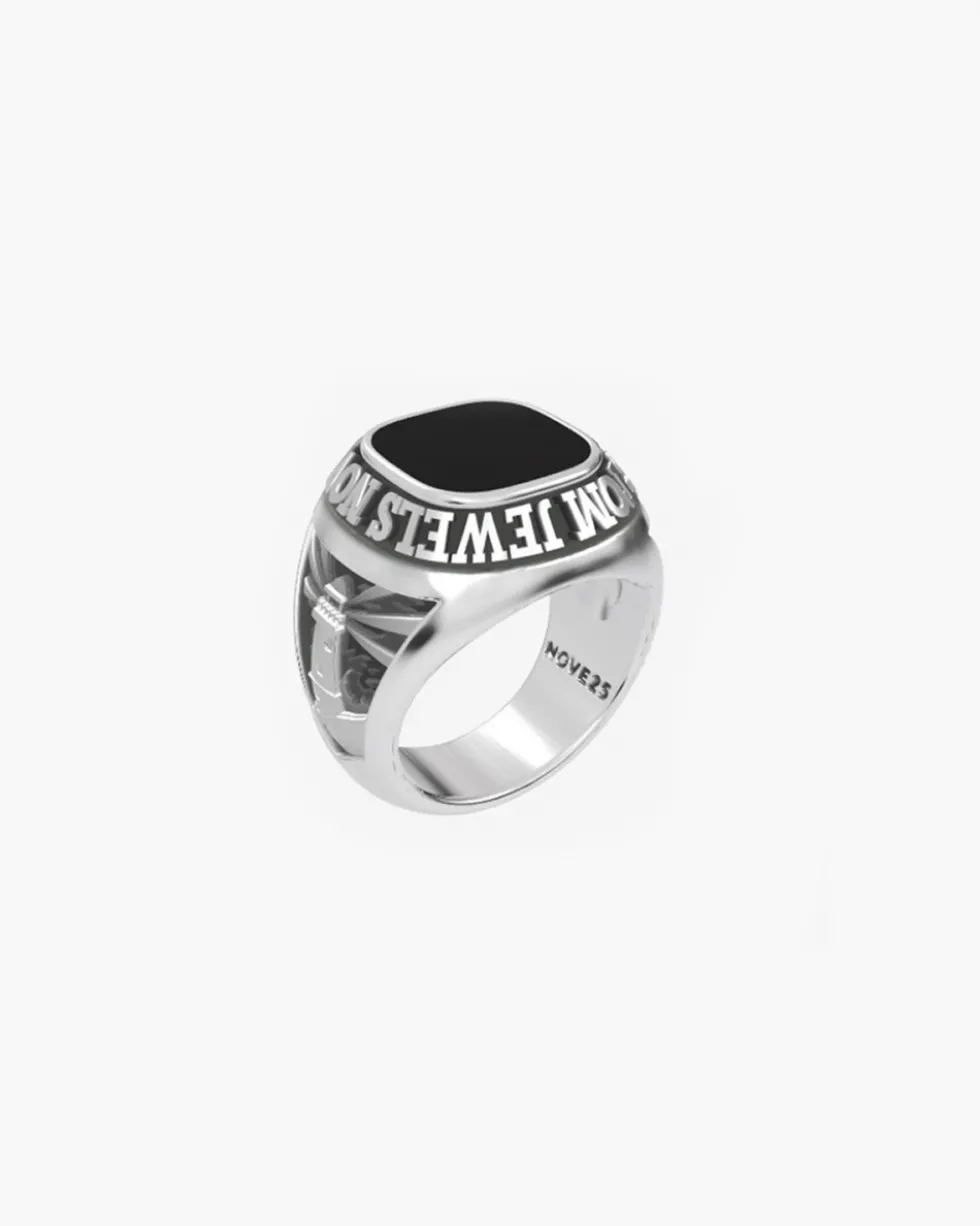 ANELLO CELEBRATIVO QUADRATO PERSONALIZZABILE IN ARGENTO