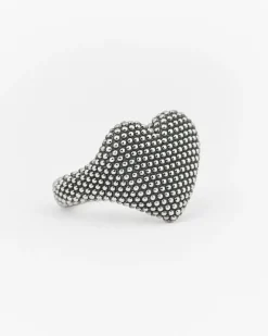ANELLO CHEVALIER CUORE PUNTINATO IN ARGENTO