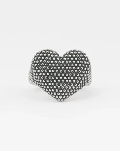 ANELLO CHEVALIER CUORE PUNTINATO IN ARGENTO