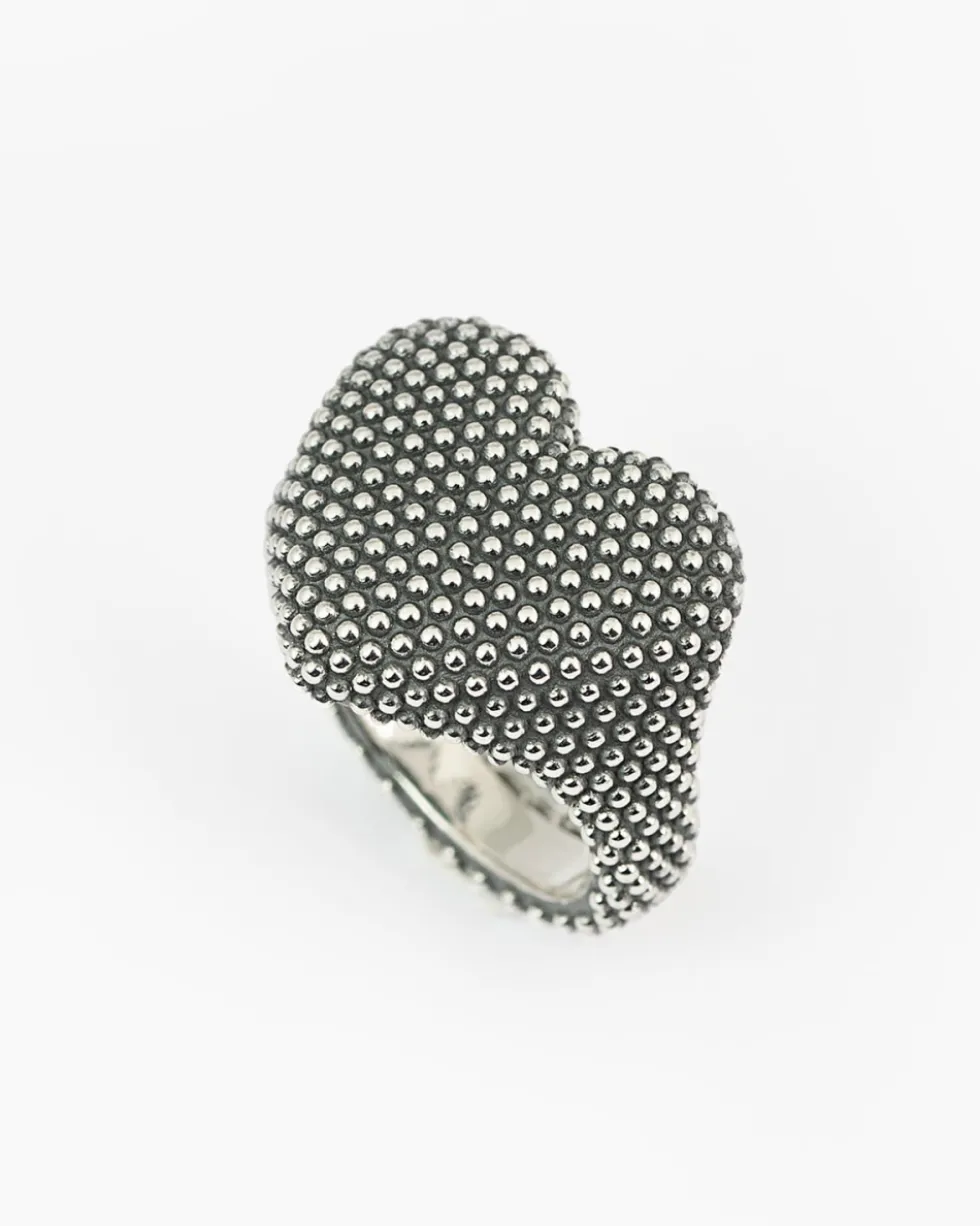 ANELLO CHEVALIER CUORE PUNTINATO IN ARGENTO