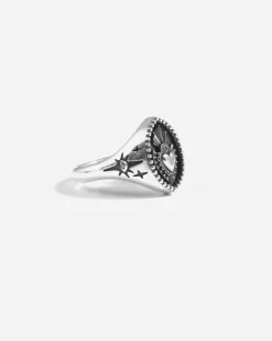ANELLO CHEVALIER EX ASTRA IN ARGENTO CON CUORE EX VOTO