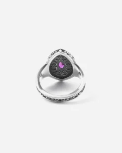 ANELLO CHEVALIER MARQUISE DECORATO BONNIE IN ARGENTO CON PIETRA ROSSA