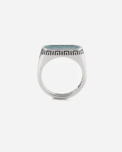 ANELLO CHEVALIER ORIZZONTALE SOURCE IN ARGENTO CON PIETRA TURCHESE