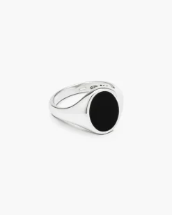 ANELLO CHEVALIER OVALE IN ARGENTO CON SMALTO NERO