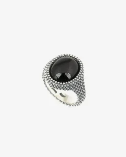 ANELLO CHEVALIER OVALE PUNTINATO CON PIETRA ONICE