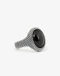ANELLO CHEVALIER OVALE PUNTINATO CON PIETRA ONICE