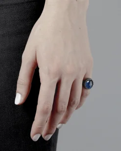 ANELLO CHEVALIER OVALE PUNTINATO CON PIETRA PERSONALIZZABILE