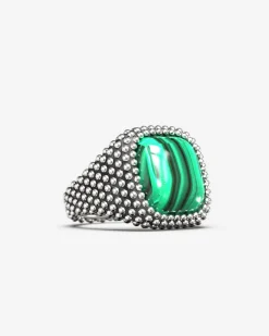 ANELLO CHEVALIER QUADRATO PUNTINATO CON PIETRA PERSONALIZZABILE