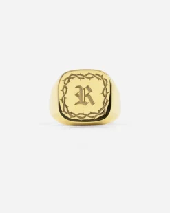 ANELLO CHEVALIER QUADRATO SMUSSATO IN ORO