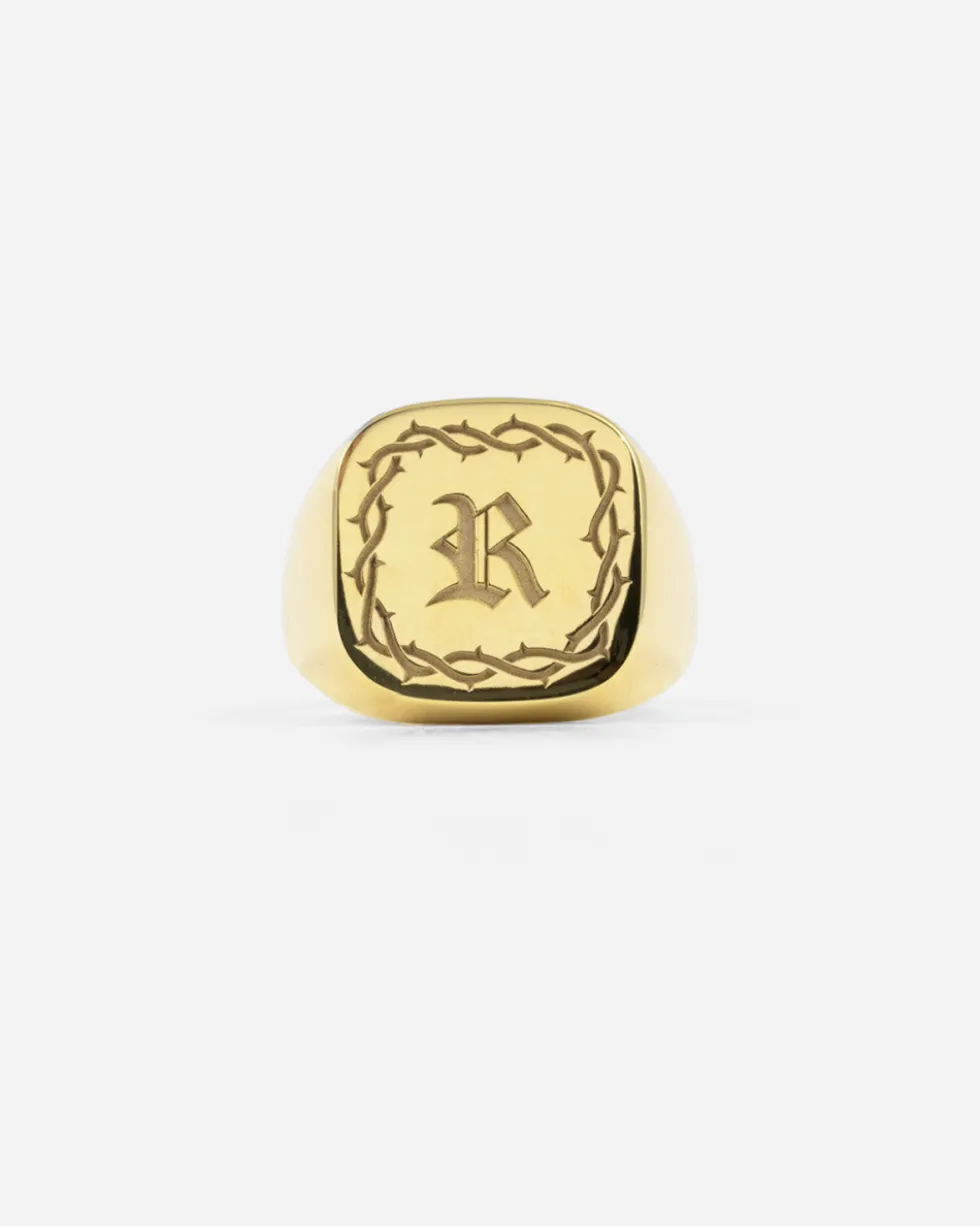 ANELLO CHEVALIER QUADRATO SMUSSATO IN ORO