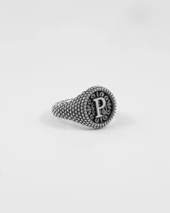 ANELLO CHEVALIER TONDO PUNTINATO CON LETTERA INIZIALE PERSONALIZZABILE