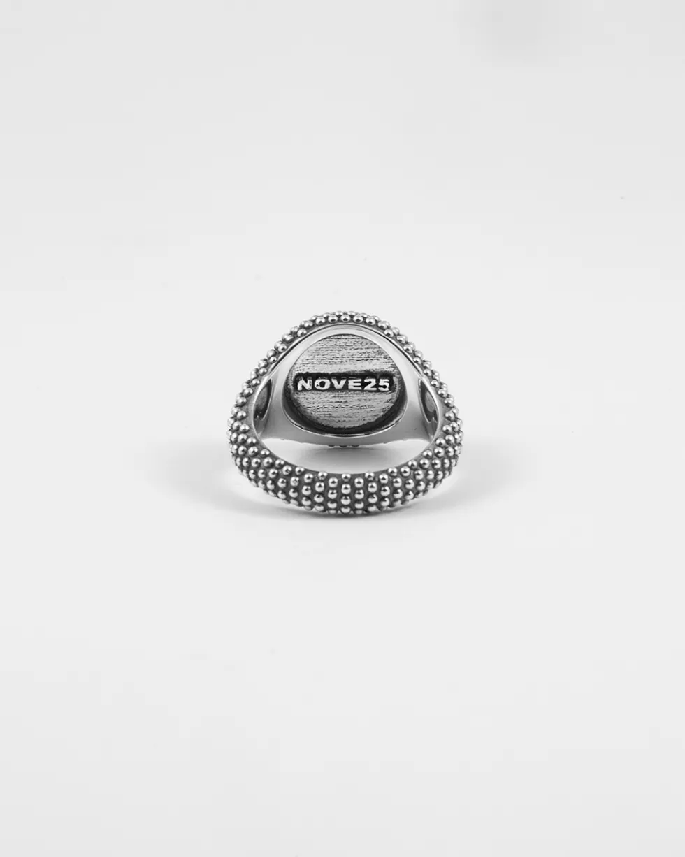 ANELLO CHEVALIER TONDO PUNTINATO CON LETTERA INIZIALE PERSONALIZZABILE