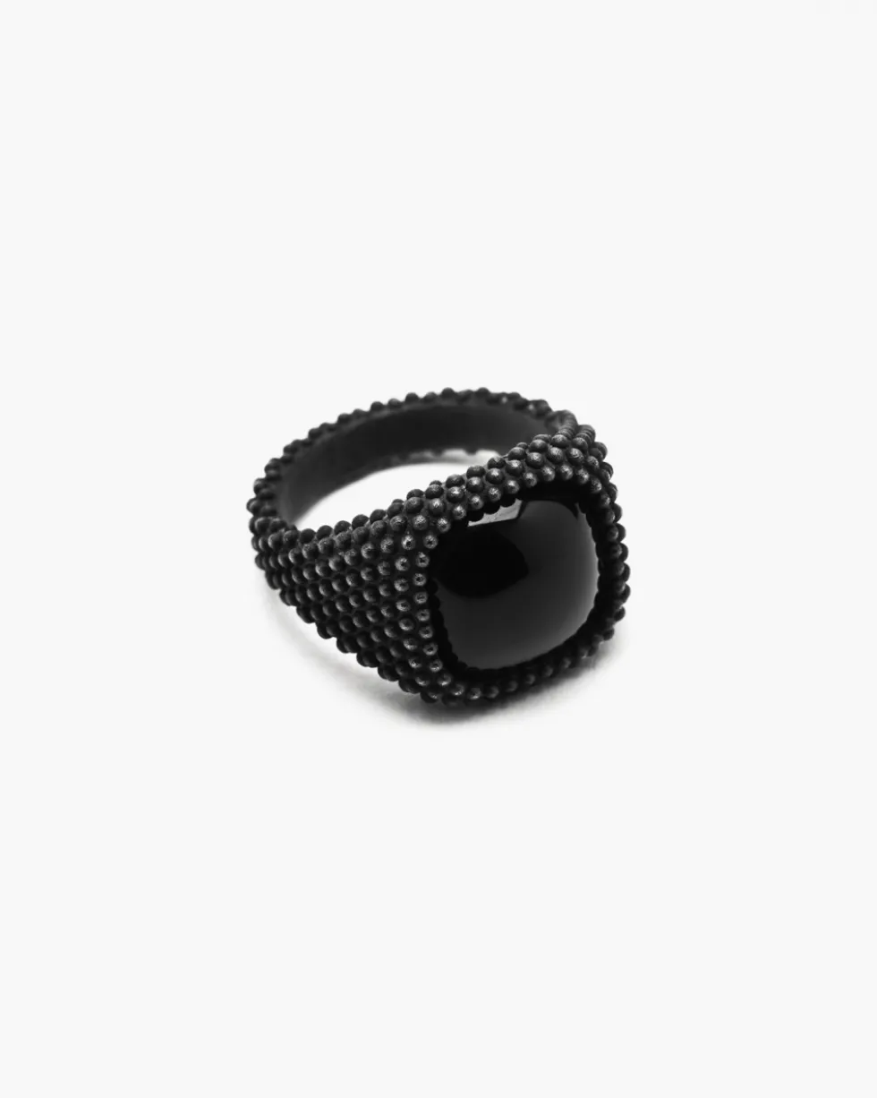 ANELLO CHEVALIER TOTAL BLACK CON PIETRA NERA