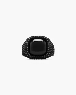 ANELLO CHEVALIER TOTAL BLACK CON PIETRA NERA