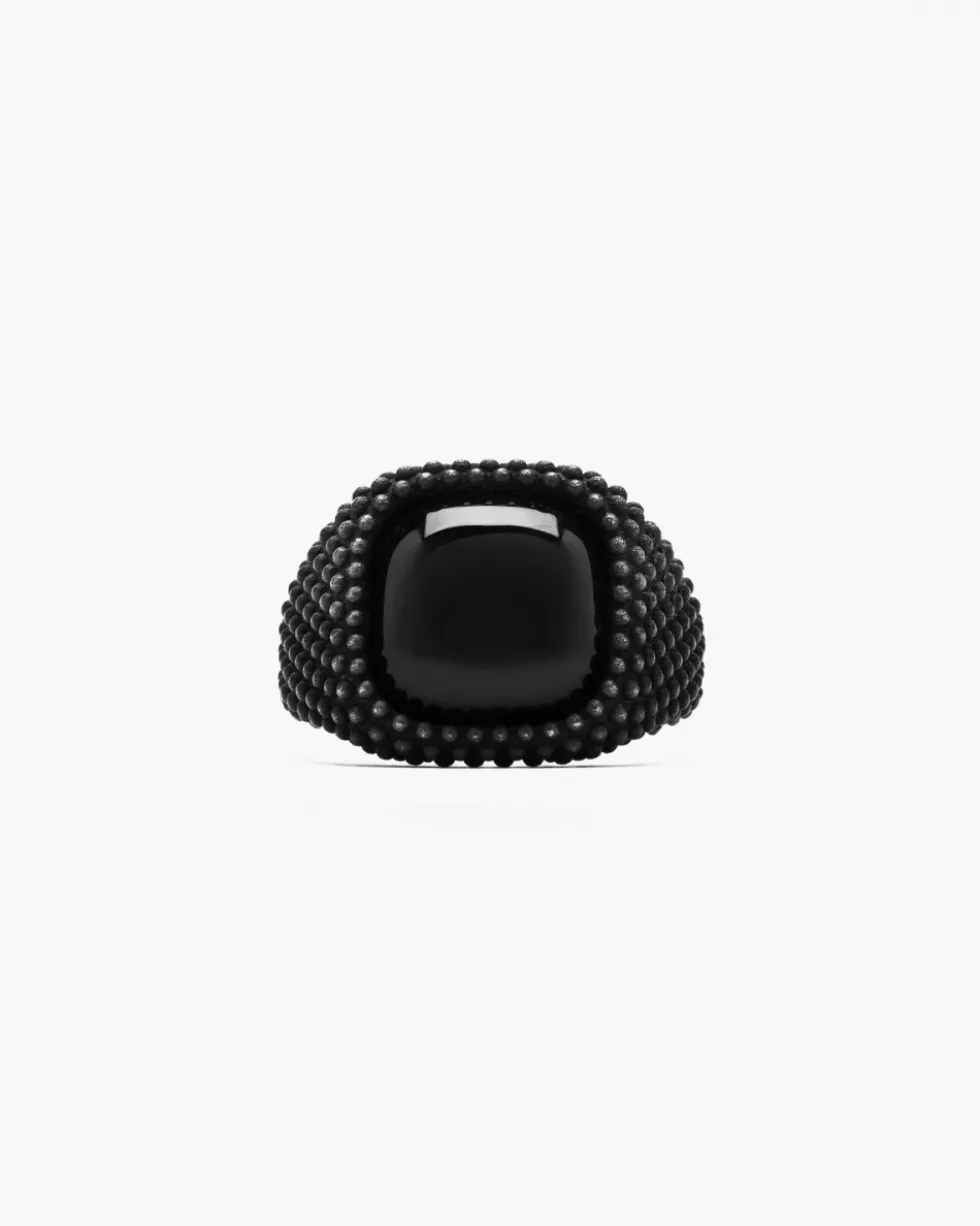 ANELLO CHEVALIER TOTAL BLACK CON PIETRA NERA