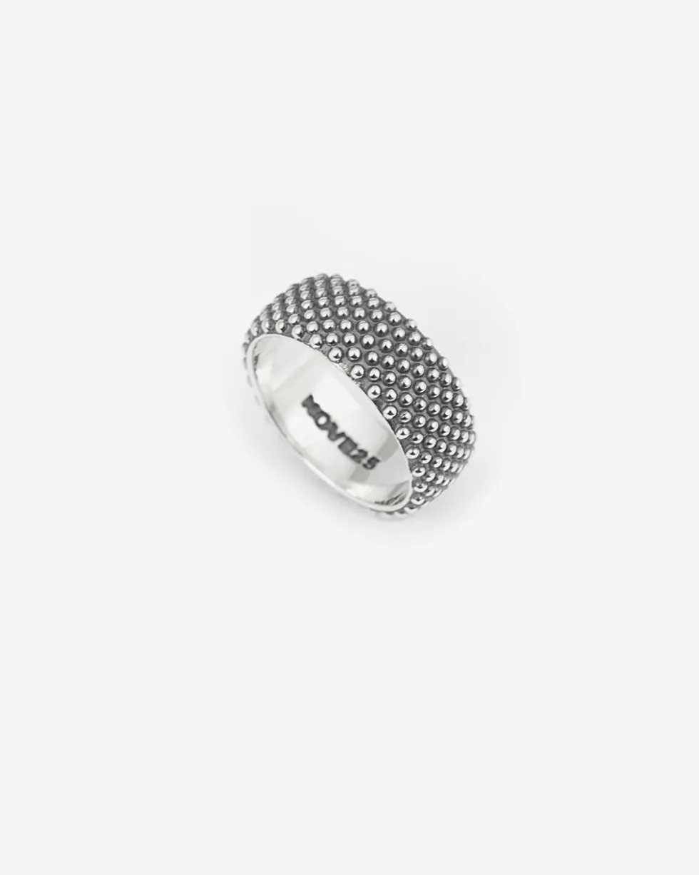 ANELLO FASCIA PUNTINATA IN ARGENTO
