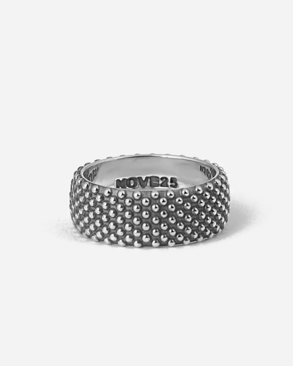 ANELLO FASCIA PUNTINATA IN ARGENTO