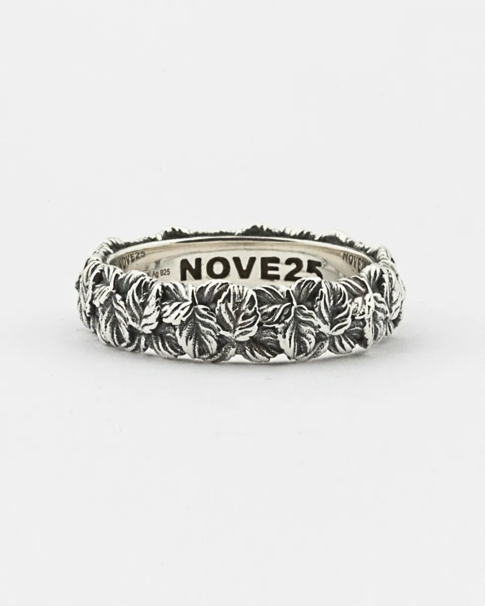 ANELLO FEDE FOGLIE IN ARGENTO