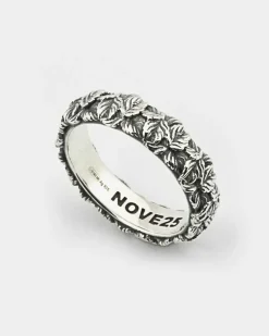 ANELLO FEDE FOGLIE IN ARGENTO