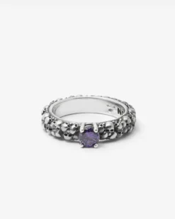 ANELLO FEDE SOLITARIO TESCHI HIDDEN GEM IN ARGENTO CON BRILLANTE VIOLA