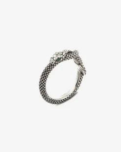 ANELLO FEDINA SERPENTE CON OCCHI CON BRILLANTI VERDI