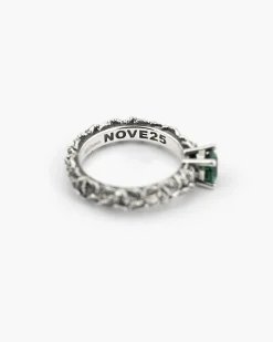 ANELLO FEDINA SOLITARIO FOGLIE CON ZIRCONIA CUBICA VERDE