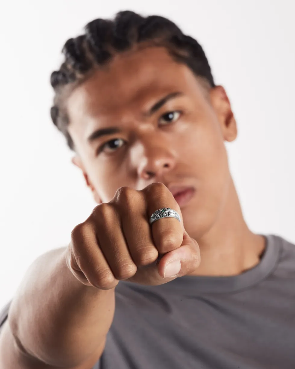 ANELLO FEDONA GOTICA SOLEDAD IN ARGENTO CON PIETRA VERDE