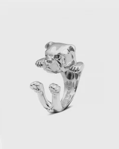 ANELLO HUG BULLDOG INGLESE IN ARGENTO