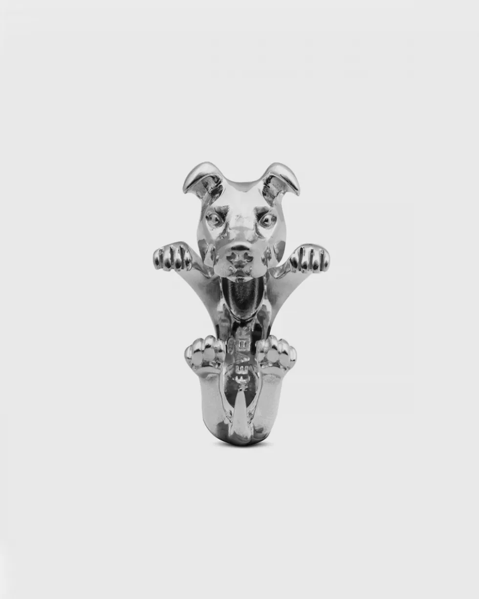ANELLO HUG CANE AMERICAN STAFFORDSHIRE IN ARGENTO