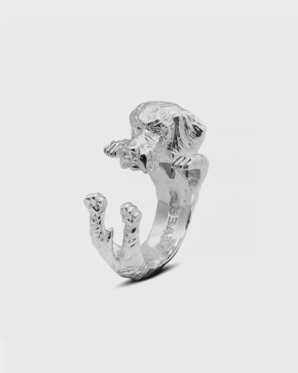 ANELLO HUG CANE BASSOTTO PELO DURO IN ARGENTO