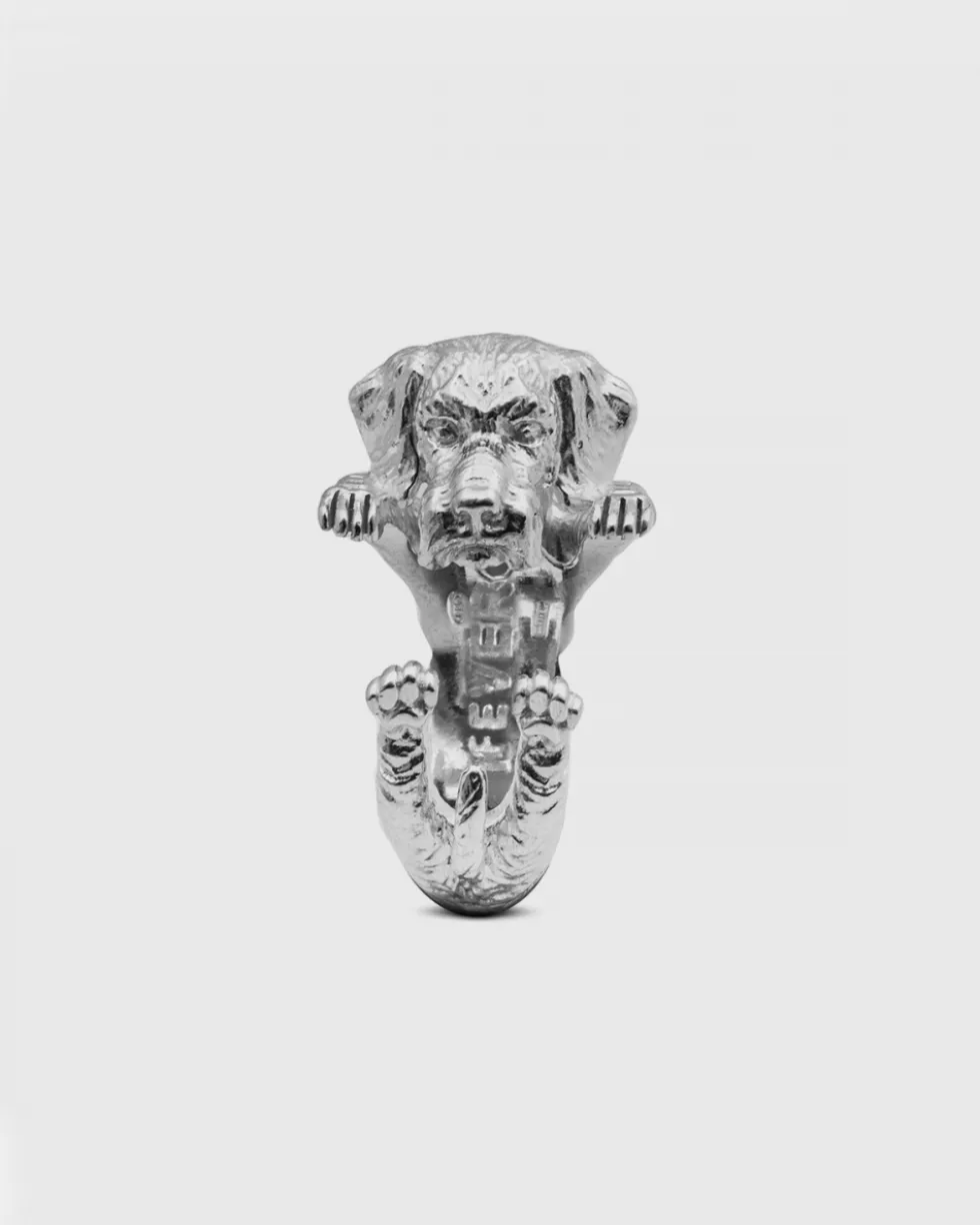 ANELLO HUG CANE BASSOTTO PELO DURO IN ARGENTO