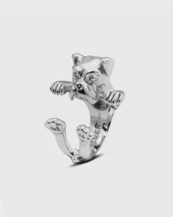 ANELLO HUG CANE BOXER IN ARGENTO