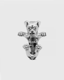 ANELLO HUG CANE BOXER IN ARGENTO