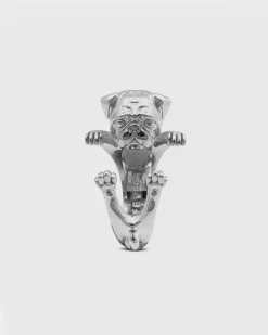 ANELLO HUG CANE CARLINO IN ARGENTO
