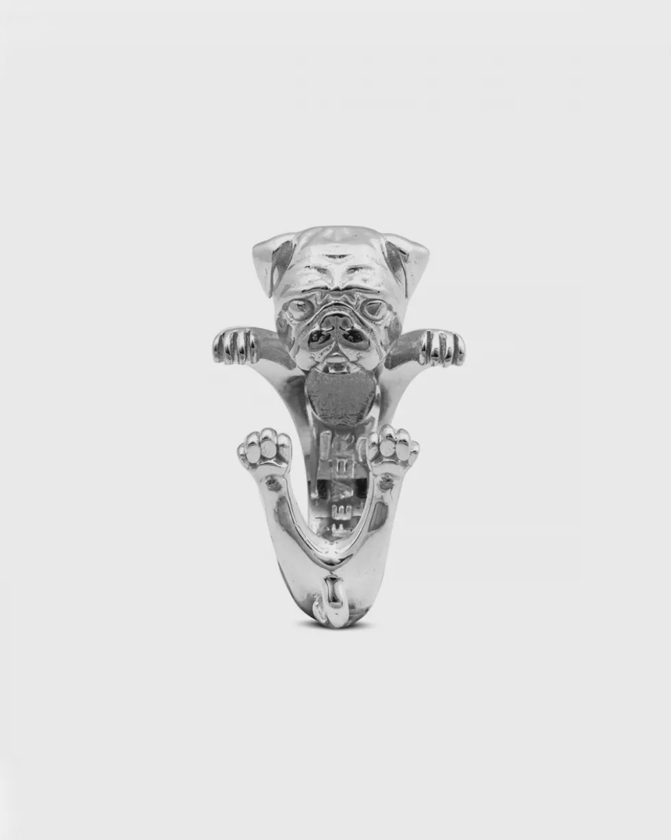 ANELLO HUG CANE CARLINO IN ARGENTO