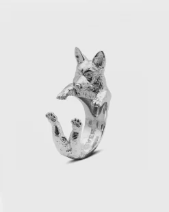ANELLO HUG CANE CORGI IN ARGENTO