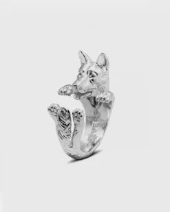 ANELLO HUG CANE PASTORE TEDESCO IN ARGENTO