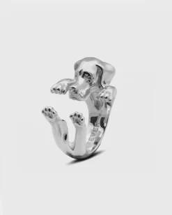 ANELLO HUG CANE POINTER IN ARGENTO