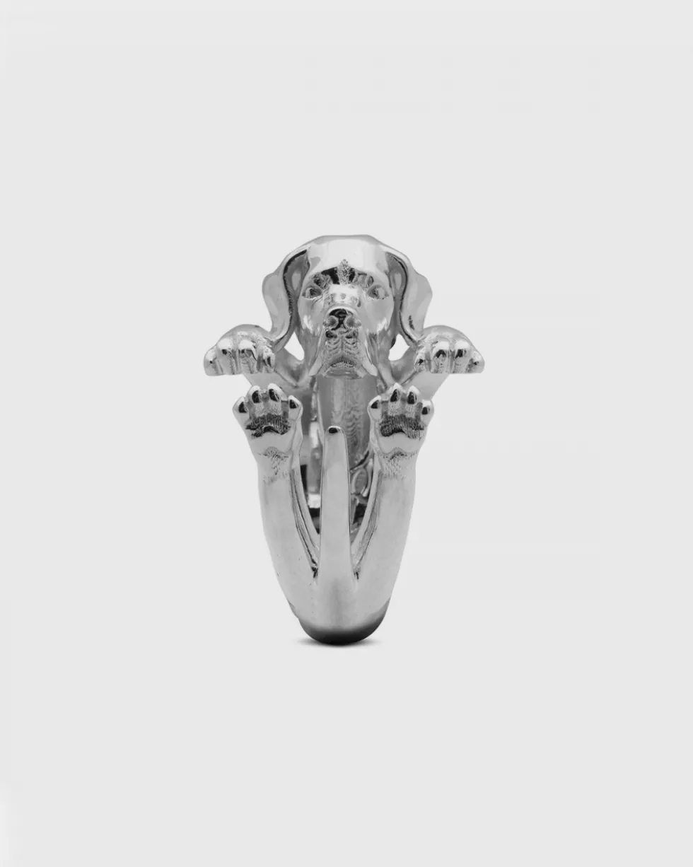ANELLO HUG CANE POINTER IN ARGENTO