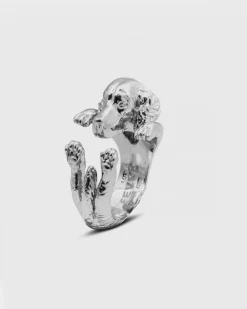ANELLO HUG CANE SETTER IN ARGENTO