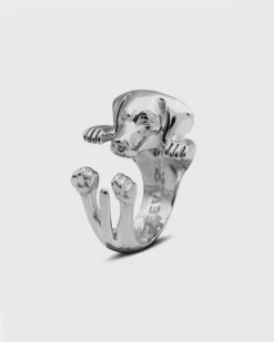 ANELLO HUG CANE WEIMARANER IN ARGENTO