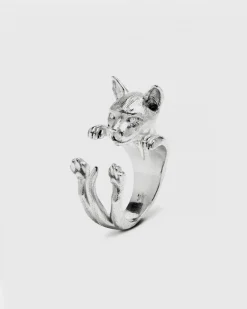 ANELLO HUG GATTO SIAMESE IN ARGENTO