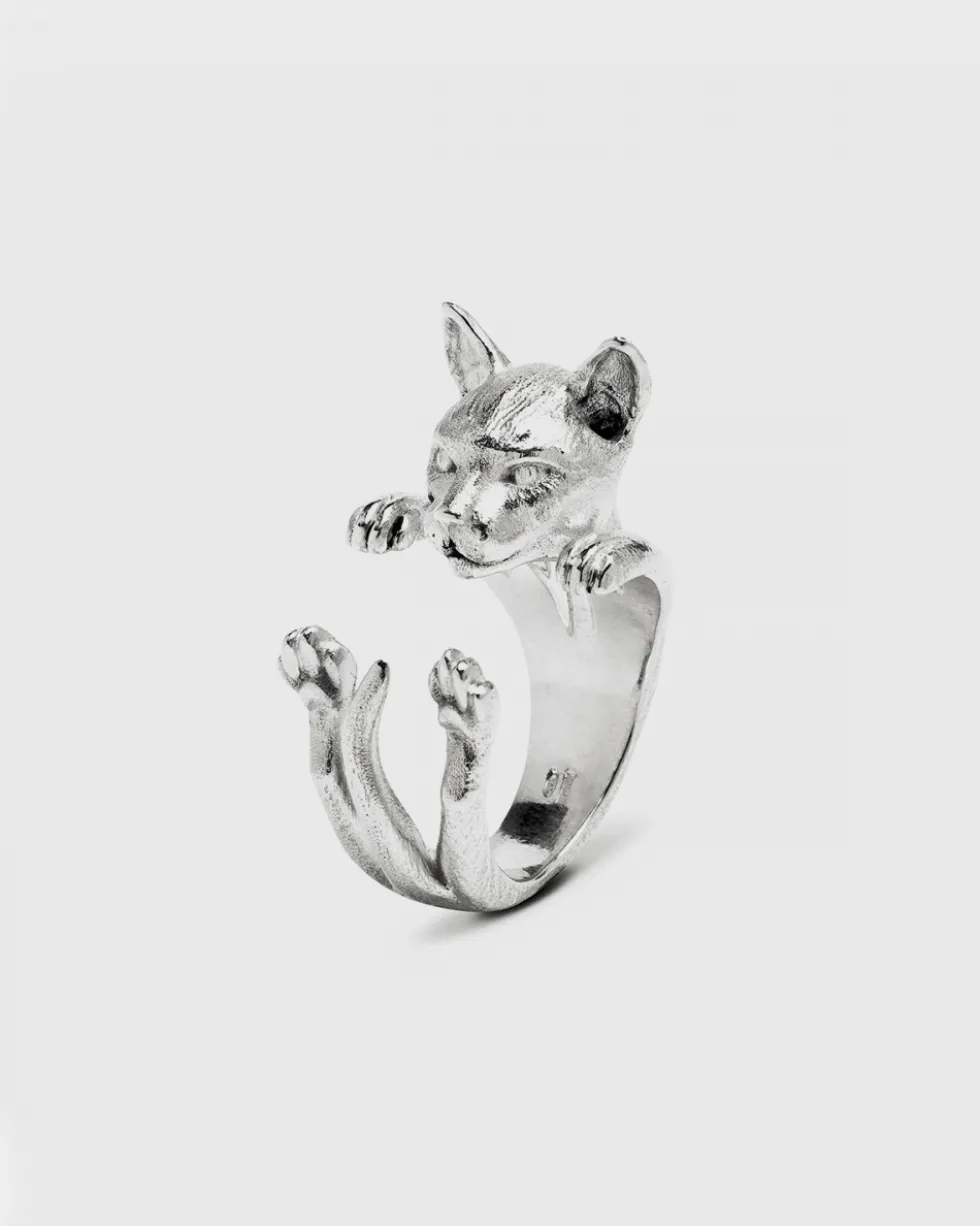 ANELLO HUG GATTO SIAMESE IN ARGENTO