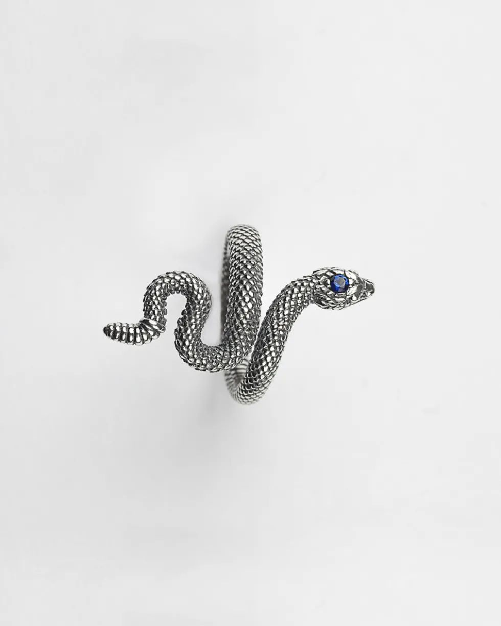 ANELLO SERPENTE CON PIETRA BLU