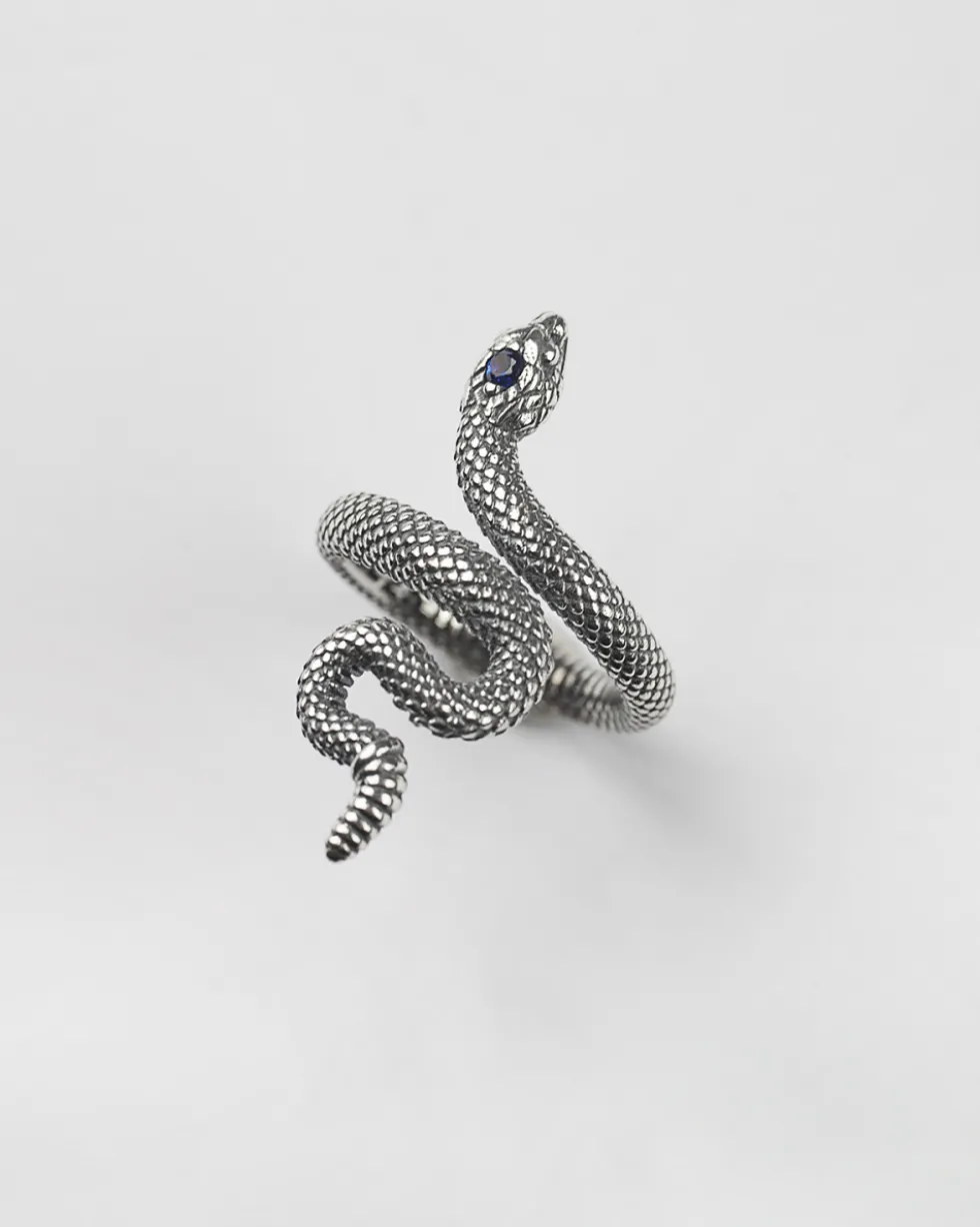 ANELLO SERPENTE CON PIETRA BLU