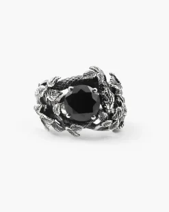 ANELLO SOLITARIO EDEN CON SERPENTI E ZIRCONIA CUBICA NERA
