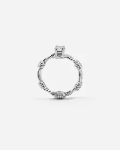 ANELLO SOLITARIO FILO SPINATO IN ARGENTO