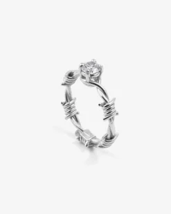 ANELLO SOLITARIO FILO SPINATO IN ARGENTO