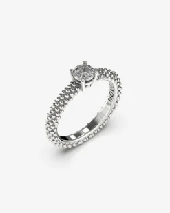 ANELLO SOLITARIO PUNTINATO ARGENTO CON DIAMANTE