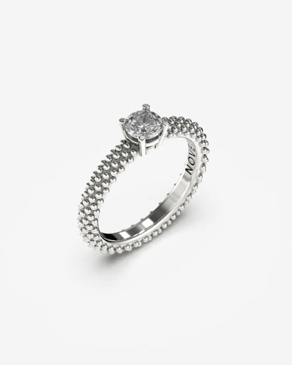 ANELLO SOLITARIO PUNTINATO ORO CON DIAMANTE